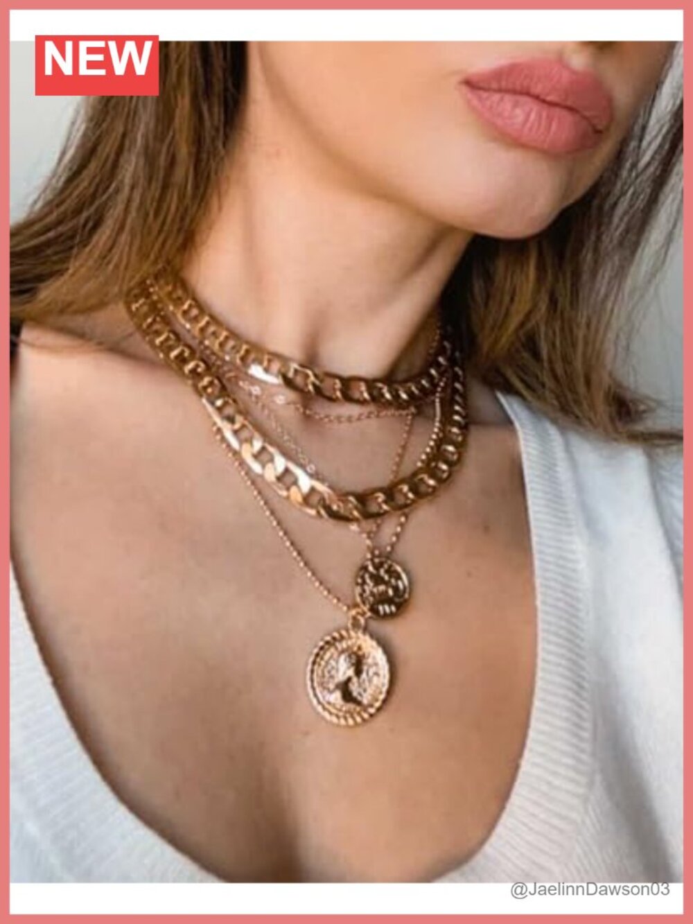 Layered Necklaces for Women Trendy Retro Coin Pendant Dainty Chunky Chain